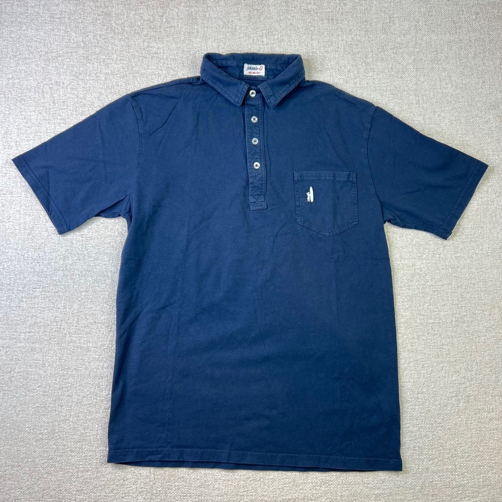 johnnie-O Hangin Out Surfer Logo Mens S Navy Blue Short Sleeve Cotton Polo Shirt
